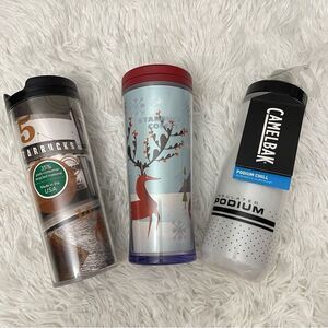 SET OF 3 COFFEE & BEVERAGE BOTTLES. STARBUCKS & CAmelbak‎ Lot of 3